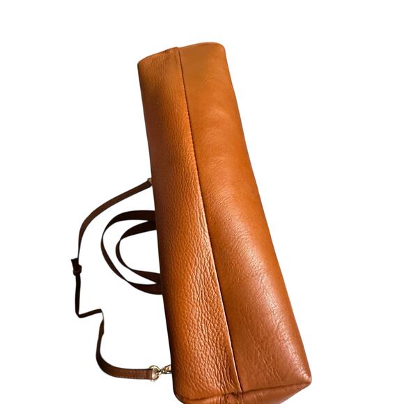 Madewell Brown Leather Double Handles Zipper Closure Satchel Shoulder Bag - Picture 6 of 9